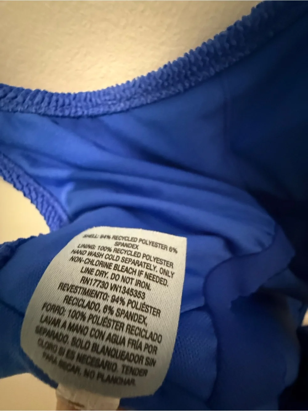 Shade & Shore Royal Blue Classic Preppy One Piece Swim Suit Scoop Neck XL 12-14